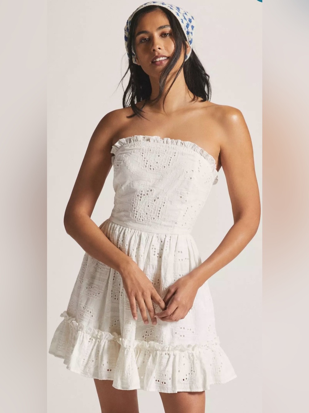Anthropologie Forever That Girl Ruffle Tube Mini Dress Cotton Size XL